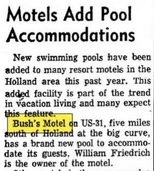 Bushs Motel - July 1961 Article On Pool